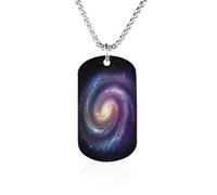 LPAGBCNU Custom Spiral Galaxy Dog Tag Necklace 23.6" Chain Personalized Photo Pendant for Men Women Stainless Steel Memorial Picture Couple Necklace Jewelry Keepsake Bereavement Sympathy Gifts
