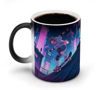 LPAGBCNU Cyber Skateboard Boy Magic Color Changing Coffee Mug, 11 Oz Ceramic Cup with Handle, Heat Sensitive Heat Changing Mug Temperature Changing Mugs for Office Home, Personalized Gift