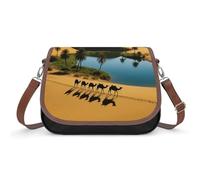 LPAGBCNU Deserts Oases Camel Caravans Crossbody Bags for Women Removable Straps And Zipper Closure Leather Shoulder Bags Womens Handbags Clutch Purse
