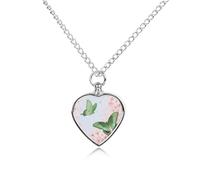 LPAGBCNU Flying Green Butterfly Pet Ashes Necklace with Filling Kits 70CM Cable Chain Memorial Cremation Urn Necklace Jewelry Souvenir Keepsake for Human Ashes Dogs Cats Sympathy Gift for Women Men