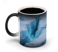LPAGBCNU Glaciers Cracks Ice Caves Magic Color Changing Coffee Mug, 11 Oz Ceramic Cup with Handle, Heat Sensitive Heat Changing Mug Temperature Changing Mugs for Office Home, Personalized Gift