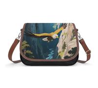 LPAGBCNU Golden Eagles in The Valley Crossbody Bags for Women Removable Straps And Zipper Closure Leather Shoulder Bags Womens Handbags Clutch Purse