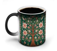 LPAGBCNU Green Tree of Life Magic Color Changing Coffee Mug, 11 Oz Ceramic Cup with Handle, Heat Sensitive Heat Changing Mug Temperature Changing Mugs for Office Home, Personalized Gift