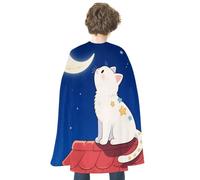 LPAGBCNU Halloween A Kitten Looking at The Moon Cloak Reversible Cape Costume for Masquerade Halloween Cosplay Birthday Party Decoration