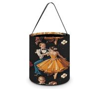 LPAGBCNU Halloween Candy Bucket Depict A Ballroom Dance Small Pattern Trick Or Treat Bags Halloween Candy Tote Bag with Handles Reusable Candy Baskets for Halloweens Party Supplies Favors Gift Bags