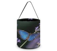 LPAGBCNU Halloween Candy Bucket Depict A Blue Morpho Butterfly Trick Or Treat Bags Halloween Candy Tote Bag with Handles Reusable Candy Baskets for Halloweens Party Supplies Favors Gift Bags