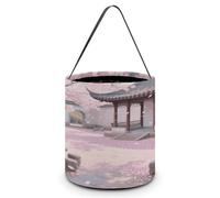 LPAGBCNU Halloween Candy Bucket Depict A Cherry Blossom Garden Trick Or Treat Bags Halloween Candy Tote Bag with Handles Reusable Candy Baskets for Halloweens Party Supplies Favors Gift Bags
