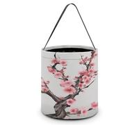 LPAGBCNU Halloween Candy Bucket Depict A Cherry Blossom Tree Branch Trick Or Treat Bags Halloween Candy Tote Bag with Handles Reusable Candy Baskets for Halloweens Party Supplies Favors Gift Bags