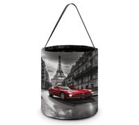 LPAGBCNU Halloween Candy Bucket Depict A City Street Red Car Trick Or Treat Bags Halloween Candy Tote Bag with Handles Reusable Candy Baskets for Halloweens Party Supplies Favors Gift Bags