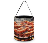 LPAGBCNU Halloween Candy Bucket Depict A Sausage on Fire Trick Or Treat Bags Halloween Candy Tote Bag with Handles Reusable Candy Baskets for Halloweens Party Supplies Favors Gift Bags