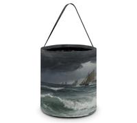 LPAGBCNU Halloween Candy Bucket Depict A The Sea Before The Storm Trick Or Treat Bags Halloween Candy Tote Bag with Handles Reusable Candy Baskets for Halloweens Party Supplies Favors Gift Bags