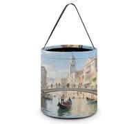 LPAGBCNU Halloween Candy Bucket Depict A Venice Water City Trick Or Treat Bags Halloween Candy Tote Bag with Handles Reusable Candy Baskets for Halloweens Party Supplies Favors Gift Bags