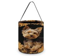 LPAGBCNU Halloween Candy Bucket Depict A Yorkshire Terrier in The Cave Trick Or Treat Bags Halloween Candy Tote Bag with Handles Reusable Candy Baskets for Halloweens Party Supplies Favors Gift Bags