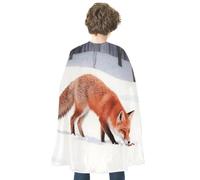LPAGBCNU Halloween Fox Foraging in The Snow Cloak Reversible Cape Costume for Masquerade Halloween Cosplay Birthday Party Decoration
