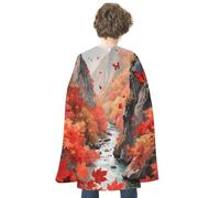 LPAGBCNU Halloween Maple Forest Canyon Cloak Reversible Cape Costume for Masquerade Halloween Cosplay Birthday Party Decoration