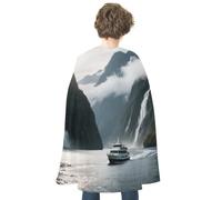 LPAGBCNU Halloween Milford Sound Cloak Reversible Cape Costume for Masquerade Halloween Cosplay Birthday Party Decoration