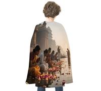 LPAGBCNU Halloween Prayer at The Ganges Cloak Reversible Cape Costume for Masquerade Halloween Cosplay Birthday Party Decoration