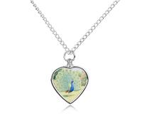 LPAGBCNU Peacock with Feathers Pet Ashes Necklace with Filling Kits 70CM Cable Chain Memorial Cremation Urn Necklace Jewelry Souvenir Keepsake for Human Ashes Dogs Cats Sympathy Gift for Women Men