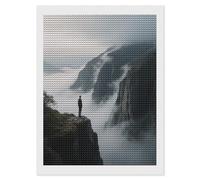 LPAGBCNU People Looking Out from The Cliff 5D Diamond Painting Kits for Adults Beginners Large Round Diamond Art Painting DIY Full Drill Diamond Dots Wall Paintings Gem Art for Gift Home Wall Decor