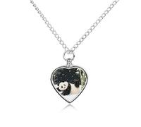 LPAGBCNU Playing Giant Panda Pet Ashes Necklace with Filling Kits 70CM Cable Chain Memorial Cremation Urn Necklace Jewelry Souvenir Keepsake for Human Ashes Dogs Cats Sympathy Gift for Women Men
