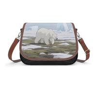 LPAGBCNU Polar Bears on The Ice Crossbody Bags for Women Removable Straps And Zipper Closure Leather Shoulder Bags Womens Handbags Clutch Purse