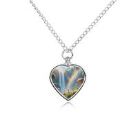 LPAGBCNU Rainbow Waterfall Valley Pet Ashes Necklace with Filling Kits 70CM Cable Chain Memorial Cremation Urn Necklace Jewelry Souvenir Keepsake for Human Ashes Dogs Cats Sympathy Gift for Women Men