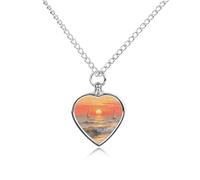 LPAGBCNU Sunrise at Sea Pet Ashes Necklace with Filling Kits 70CM Cable Chain Memorial Cremation Urn Necklace Jewelry Souvenir Keepsake for Human Ashes Dogs Cats Sympathy Gift for Women Men