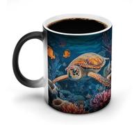 LPAGBCNU Tropical Fish Starfish Magic Color Changing Coffee Mug, 11 Oz Ceramic Cup with Handle, Heat Sensitive Heat Changing Mug Temperature Changing Mugs for Office Home, Personalized Gift