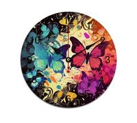 LPAGBCNU Wall Clock Colorful Butterfly Pattern Battery Operated Wall Clocks PVC Silent Non-Ticking Round Wall Clock for Living Room Kitchen Home Office Wall Decorative Clock