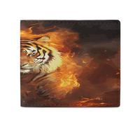 LPAGBCNU Wallet for Men Credit Card Holder for Women Slim Wallet Cool Tiger in Flame Bifold Wallet with Id Window