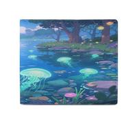 LPAGBCNU Wallet for Men Credit Card Holder for Women Slim Wallet Fluorescent Jellyfish Lake Bifold Wallet with Id Window