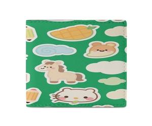 LPAGBCNU Wallet for Men Credit Card Holder for Women Slim Wallet Green Campus Pets Bifold Wallet with Id Window