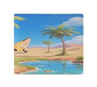 LPAGBCNU Wallet for Men Credit Card Holder for Women Slim Wallet Oasis Fennec Fox Bifold Wallet with Id Window