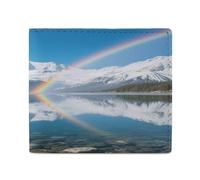 LPAGBCNU Wallet for Men Credit Card Holder for Women Slim Wallet Snow Mountain Rainbow Bifold Wallet with Id Window
