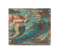 LPAGBCNU Wallet for Men Credit Card Holder for Women Slim Wallet Vintage Outer Banks Map with Mermaids Bifold Wallet with Id Window