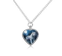 LPAGBCNU White Tiger Pet Ashes Necklace with Filling Kits 70CM Cable Chain Memorial Cremation Urn Necklace Jewelry Souvenir Keepsake for Human Ashes Dogs Cats Sympathy Gift for Women Men