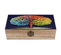 LPAGBCNU Wooden Jewelry Box Keepsake Storage Organizer Four Season Tree Handmade Wooden Box for Storing Jewelry Coins Tartot Cards Small Treasures