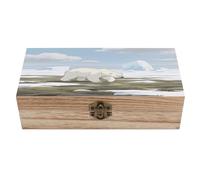 LPAGBCNU Wooden Jewelry Box Keepsake Storage Organizer Polar Bears on The Ice Handmade Wooden Box for Storing Jewelry Coins Tartot Cards Small Treasures