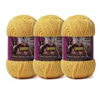 Lpalats Baby Blanket Yarn for Crocheting Soft - 3 Pack of 100g/3.5oz Chunky Chenille Yarn for Knitting Blankets Amigurumi - #6 Super Bulky - 261 Yards Thick Plush Yarns (3, Golden Yellow)
