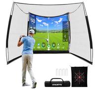 LPALNTYS Golf Net with Simulator Impact Screen and Target Cloth, 10x8ft Golf Practice Net for Backyard, Portable Heavy Duty Golf Hitting Net for Outdoor Indoor with 1,500 Actual Impact Tests