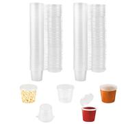 LPAMABA Pack of 100 Storage Jars with Lids 1 oz Food Storage Containers Leak-Proof Small Plastic Containers Storage Cups Sauce Cups for Sauces, Dips, Spices, Microwave Safe - 25 ml