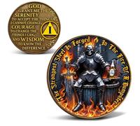 LParkin 1 Year AA Sobriety Recovery Coin with Serenity Prayer Token Gifts | Alloy 3D Engraving Dumpster Fire Skull Motivation Inspirational Anniversary Sobriety Token Alcoholics Anonymous for Men Women
