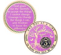 LParkin 3 Year Sobriety Coin, Tree of Life AA Medallion, Inspirational Recovery Coin, Alcoholics Anonymous Medallion Sobriety Gifts for Women