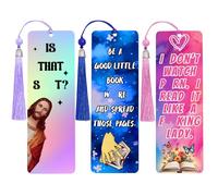 LParkin 3PCS Funny Bookmarks for Women, Unique Book Lovers Gifts, Christmas Birthday Gift Jesus Bookmark for Friend Coworker