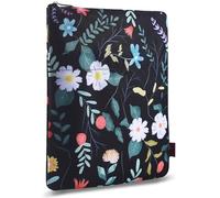 LParkin Black Floral Book Sleeve with Zipper, Washable Fabric Protector Cover for Book Lover, Medium 11 Inch X 8.7 Inch
