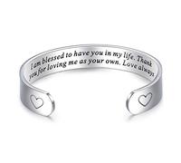 LParkin Bonus Mom Gifts Bracelet For Stepmom Meaningful Gift For Step Mother Cuff Bracelets I Am Blessed To Have You In My Life