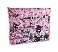 LParkin Book Sleeve Cover with Zipper, Death by to-Be-Read Book Protector Pouch, Washable Fabric Book Pouch, 11 x 9 Inch Book Lover Gifts Book Beau, Book Nerd Gifts