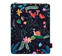 LParkin Book Sleeve Floral Snail Book Protector , Book Covers for Paperbacks, Washable Fabric, Book Sleeves with Zipper, Medium 11 Inch X 8.7 Inch Book Lover Gifts, Black Snail