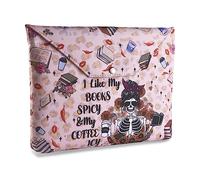 LParkin Book Sleeve with Zipper for Book Lovers Protector Cover with Padded Washable Fabric Medium 11 Inch X 9 Inch … (I Like My Books Spicy and My Coffee ICY)
