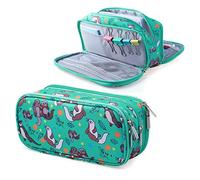 LParkin Cute Otter Gifts, Otters Pencil Case Super Large Capacity, Canvas 3 Compartments Pen Bag Pouch, Cute Stationary Case Makeup Cosmetic Bag